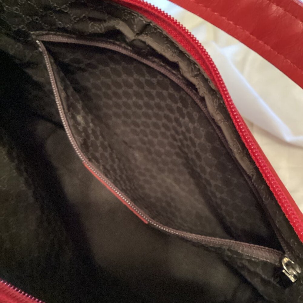 RED leather and canvas handbag - Picture 2 of 5